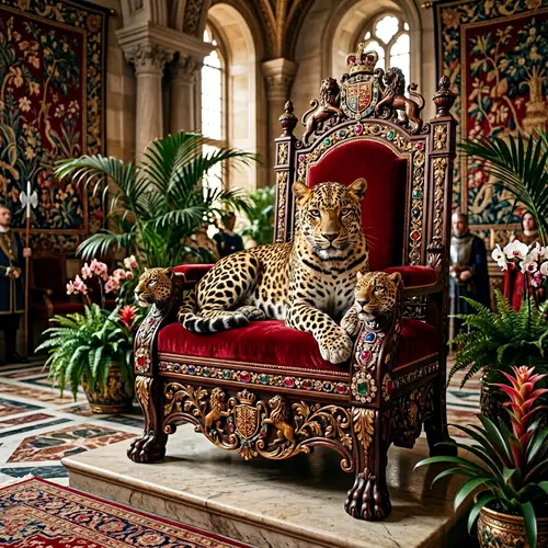 Majestic Leopard on Grand Throne | Regal Power Visuals