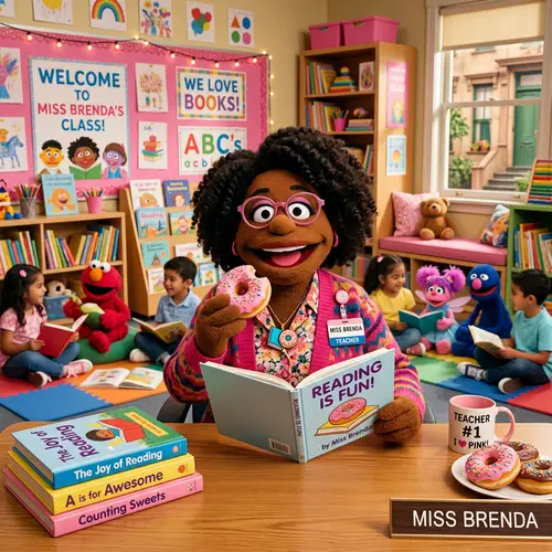 African American Sesame Street Teacher Character