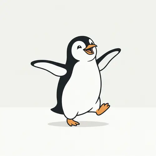 Joyful Minimalist Penguin Art