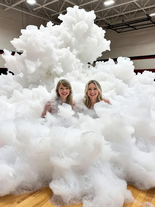 Taylor Swift & Hilary Duff at Foam Party Photoshoot