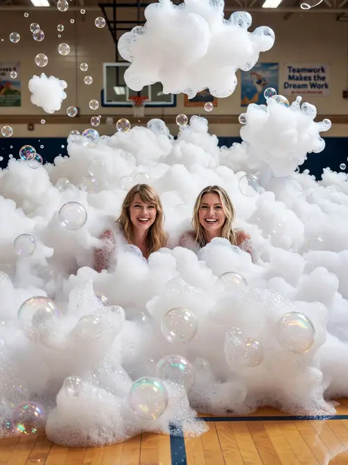 Taylor Swift & Hilary Duff's Fun Foam Party Photoshoot