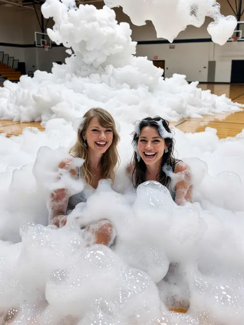 Taylor Swift and Hilary Duff Foam Party Fun