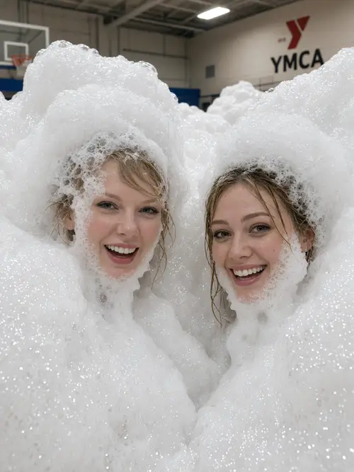 Taylor Swift & Hilary Duff's Fun Foam Party Photoshoot