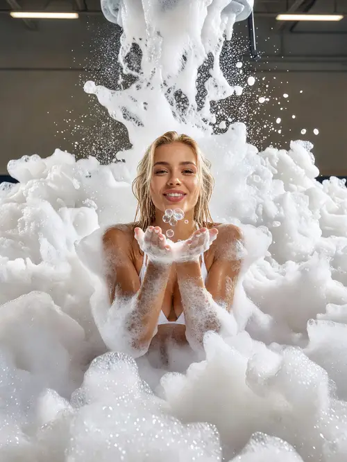Stunning Foam Party Photoshoot with Bubbly Flirtation