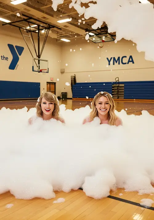 Taylor Swift & Hilary Duff: Fun Foam Party Shoot