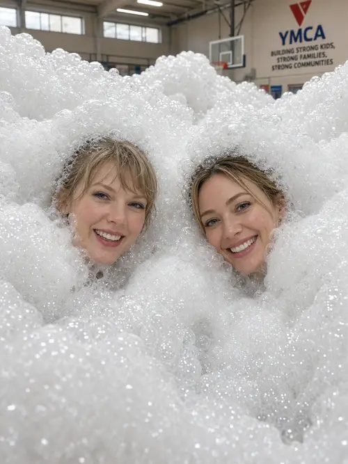 Taylor Swift & Hilary Duff Foam Party Fun