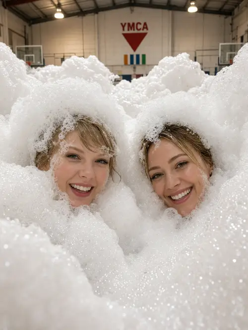 Taylor Swift & Hilary Duff's Fun Foam Party Photoshoot