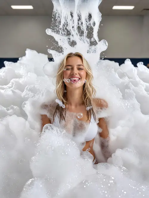 Photorealistic Foam Party Photoshoot Fun