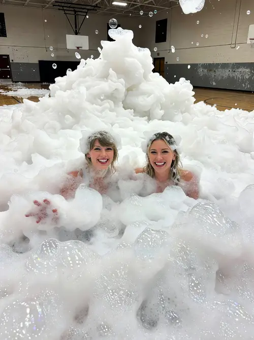 Taylor Swift & Hilary Duff at Epic Foam Party Shoot