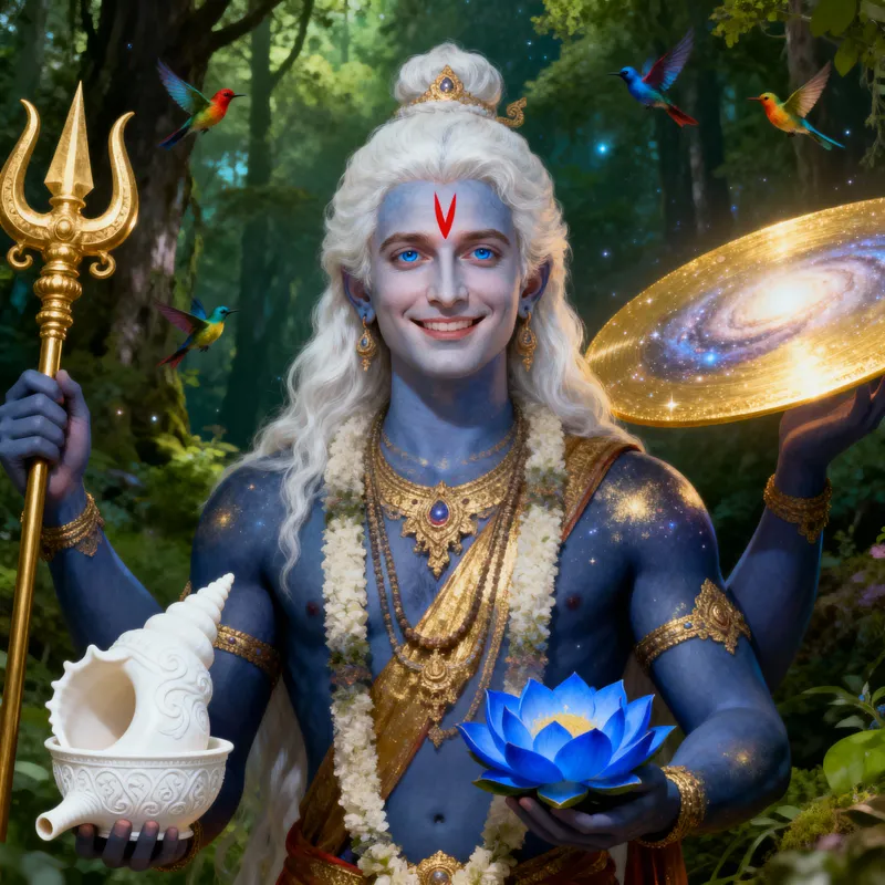 Cosmic Portrait of Vishnu: A Divine Vision