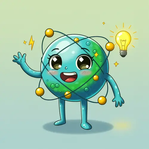 Cheerful Atom Character for Kids