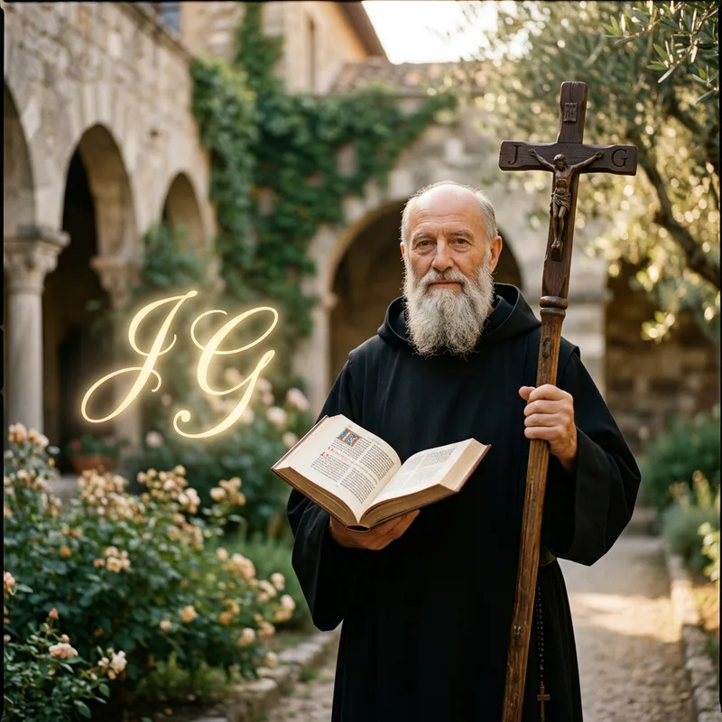 Symbolic Representation of Saint Bento Cruz with Celestial 'J' and 'G'