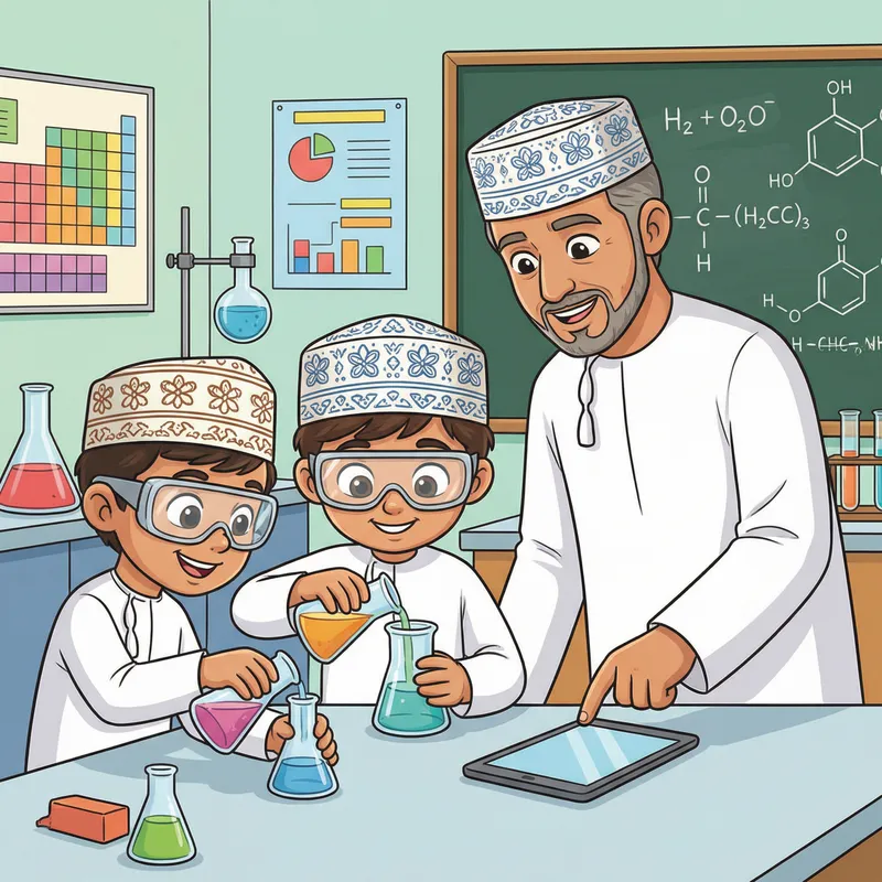 Omani Students Engaged in Lab Experiment
