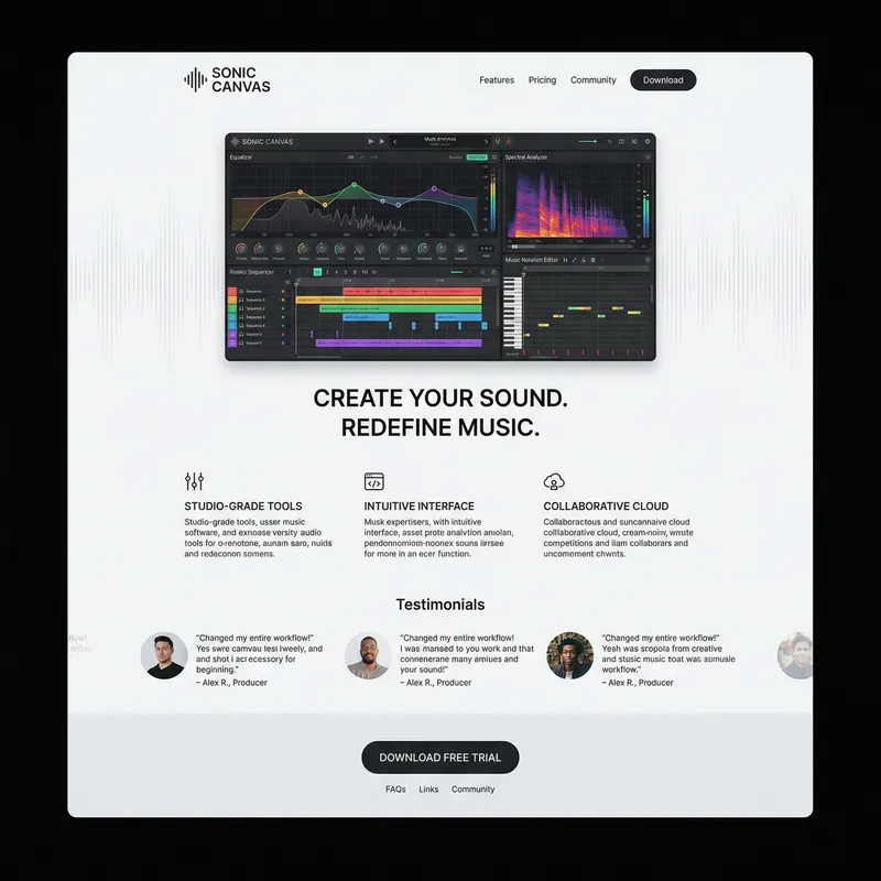Sleek Music Software Landing Page