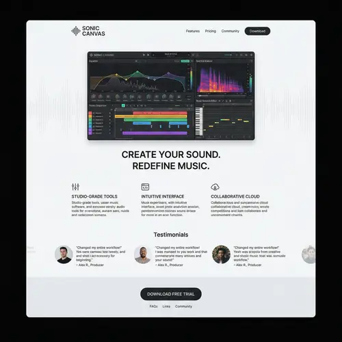 Modern Music Software Landing Page