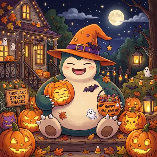 Halloween Snorlax - Spooktacular Pokémon Art