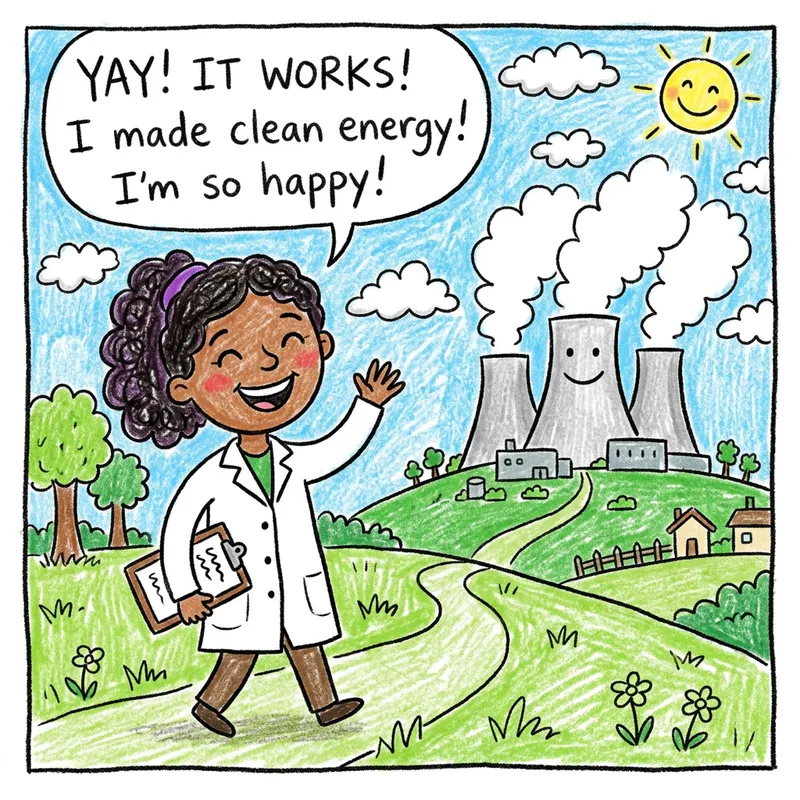 Happy South Asian Female Scientist at Safe Power Plant