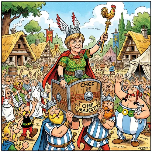 Angela Merkel as Asterix-style Chief