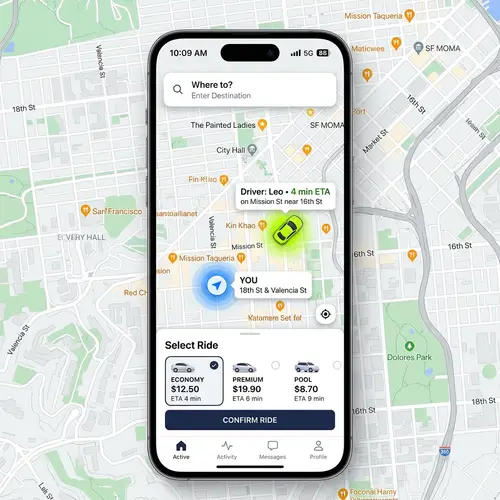 Location Map UI Design for Ride Sharing | Application