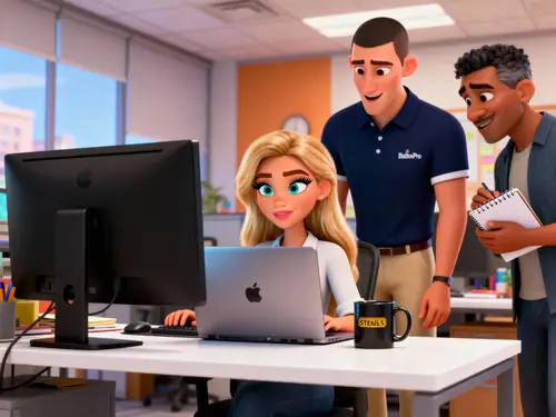 Caucasian Woman Graphic Designer Animation Art