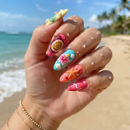 Tropical 3D Nail Art: Vibrant Designs & Colors