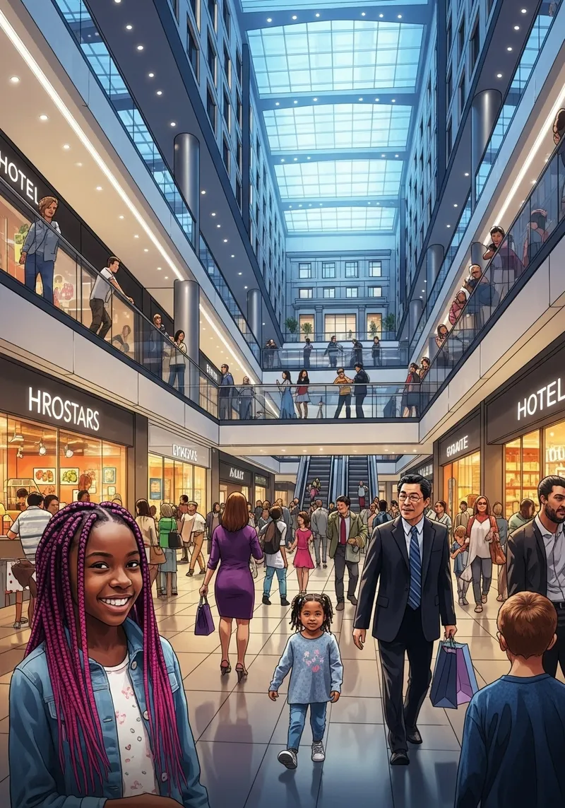 Vibrant Shopping Complex with Food Court & Hotel