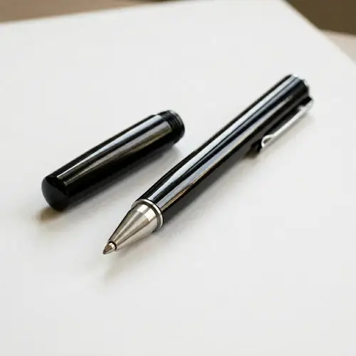 Black Aluminum Ballpoint Pen on White Paper