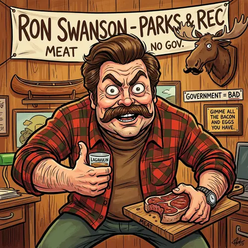 Funny Ron Swanson Portrait - Digital Illustration