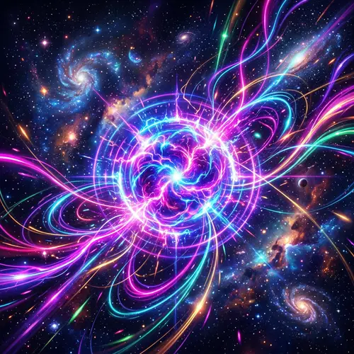 Vibrant Neon Pulsing Ion Art - Sci-Fi Digital Painting