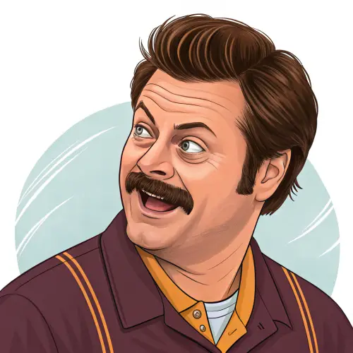 Funny Ron Swanson Portrait - Digital Illustration