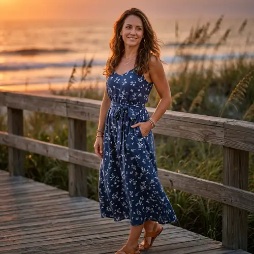 Graceful Mature Woman in Stylish Sun Dress | Radiant Glow
