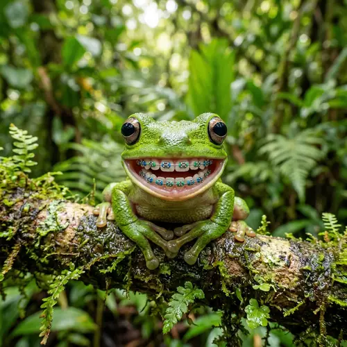 Smiling Frog with Orthodontic Braces | Dental Care Services