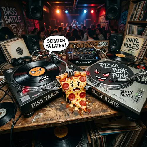 Pizza Slice vs. Turntables: An Unusual Showdown