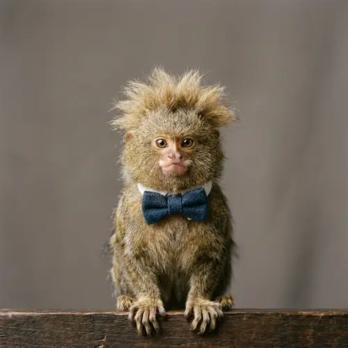 Adorable Monkey with Unique Hair | Yearbook-Inspired Portrait