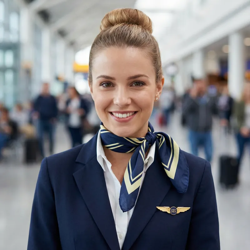 Flight Attendant Girl: Detailed Portrait of Young Caucasian Flight Attendant Girl: Detailed Portrait of Young Caucasian