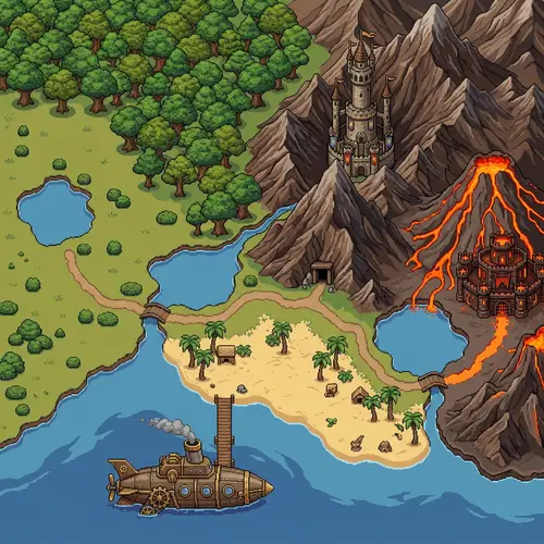 Pixel Art Map Adventure | Top-Down Pixel Image Design