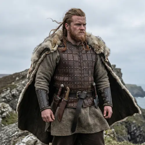 Musclebound Scandinavian Viking Warrior with Intricate Braids