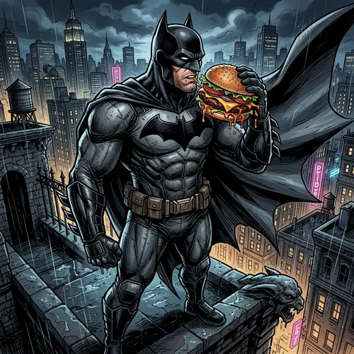 Batman with Hamburger