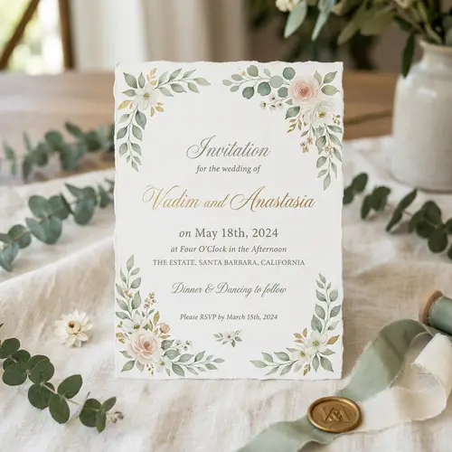 Elegant Wedding Invitation for Vadim & Anastasia | May 18, 2024