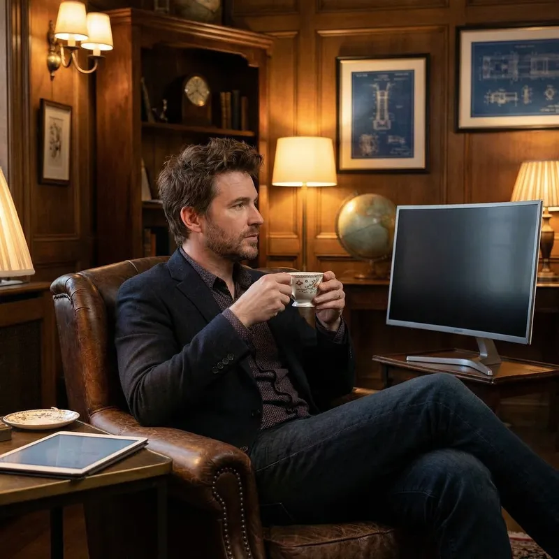 Tony Stark Relaxes with Tea in Stylish Setting