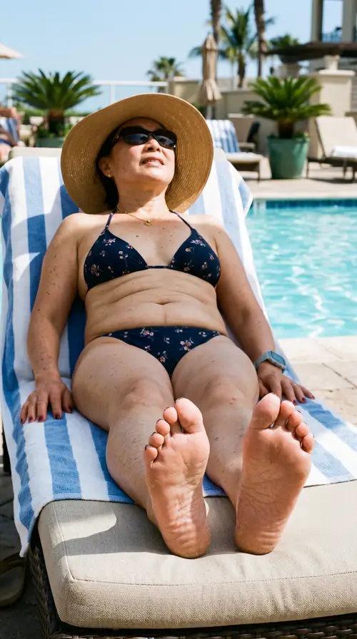 Mature Milf in Micro Bikini by the Pool