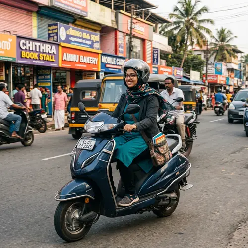 South Asian Woman Teacher Riding Motorbike - Multicultural Educator