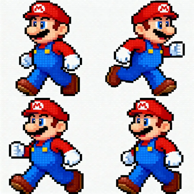 2D Mario Sprite Walking Animation (Max 4 Frames)