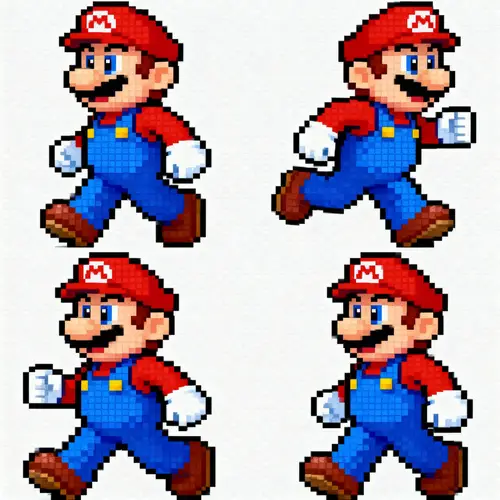 2D Mario Sprite Walking Animation (Max 4 Frames)