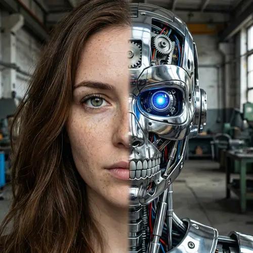 Stunning Half Human Half Robot Face Art