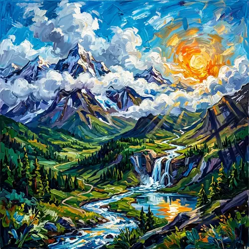 Abstract Mountain Landscape Art | Stunning Nature Painting