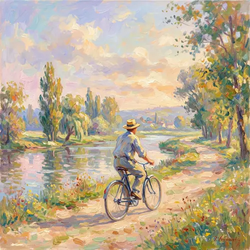 Impressionistic Cycling Artwork