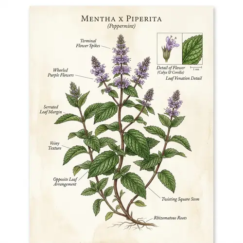 Stunning Botanical Illustration of Peppermint Plant