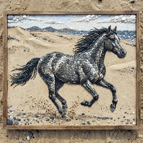 Pebble Art: Stunning Horse Depiction in Nature
