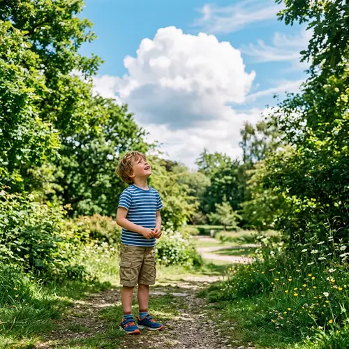 Young Boy Under Shady Cloud | Nature Park Scene